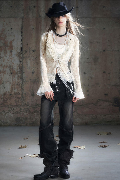 Patchwork Distressed Pants