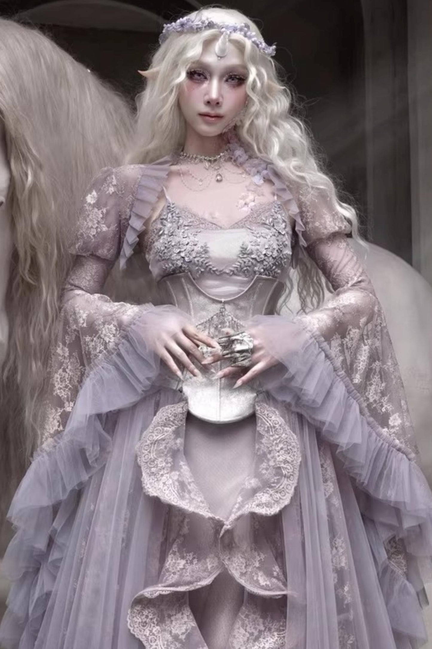 Moonlight Silver Corset Top Set