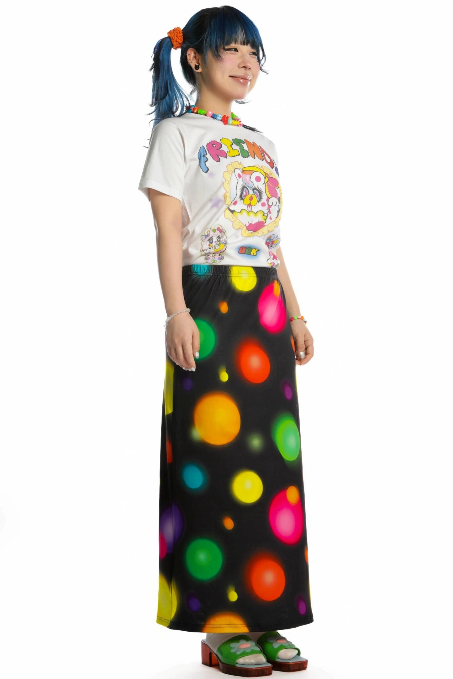 Retro Polka Dot Print Stretch Skirt