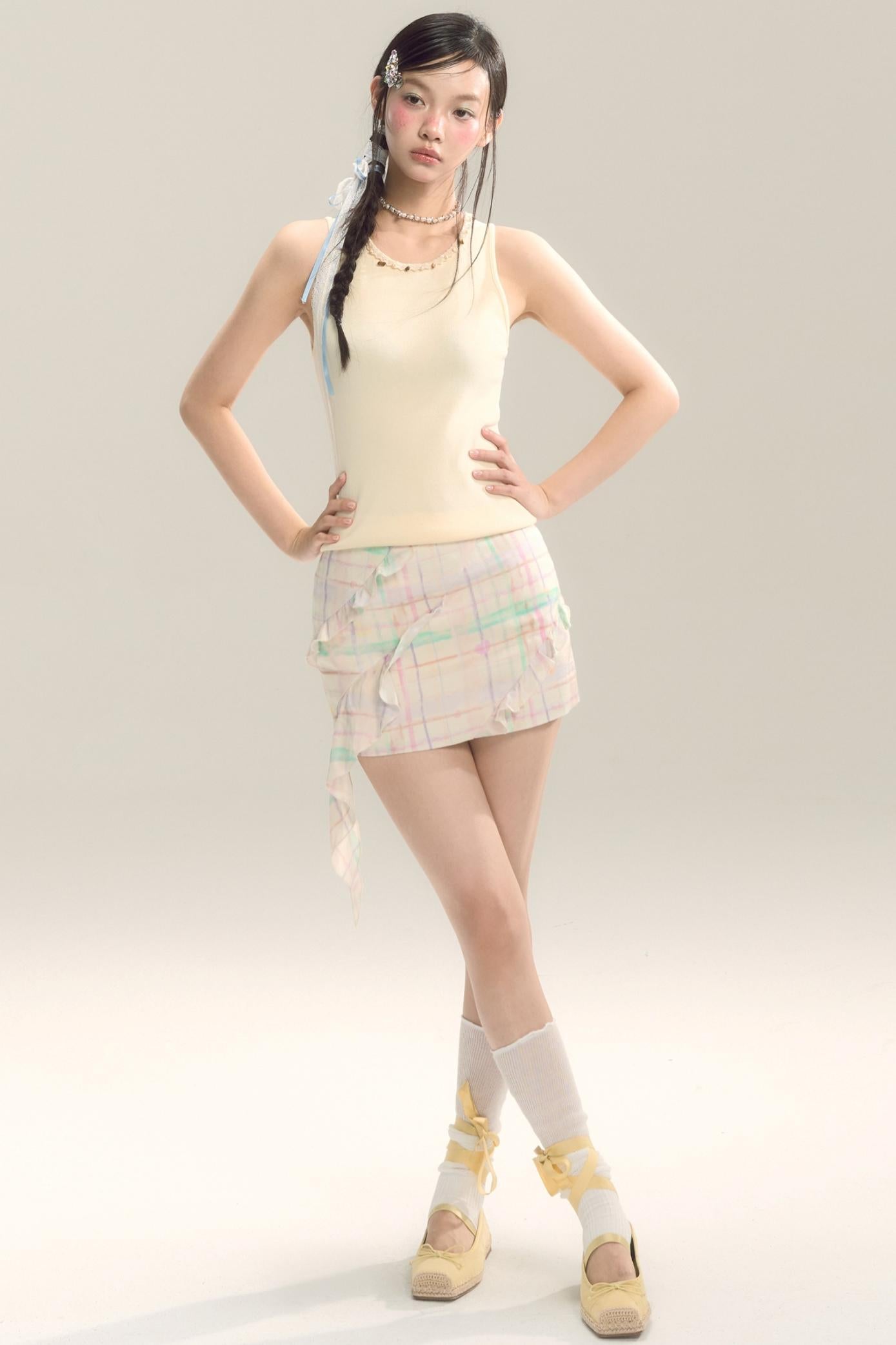 Yellow Plaid Halter Skirt