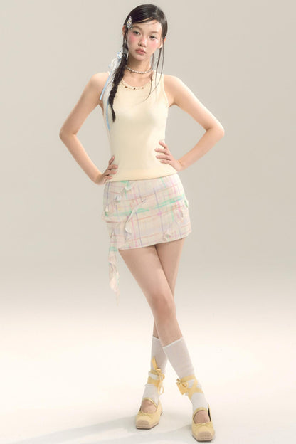 Yellow Plaid Halter Skirt