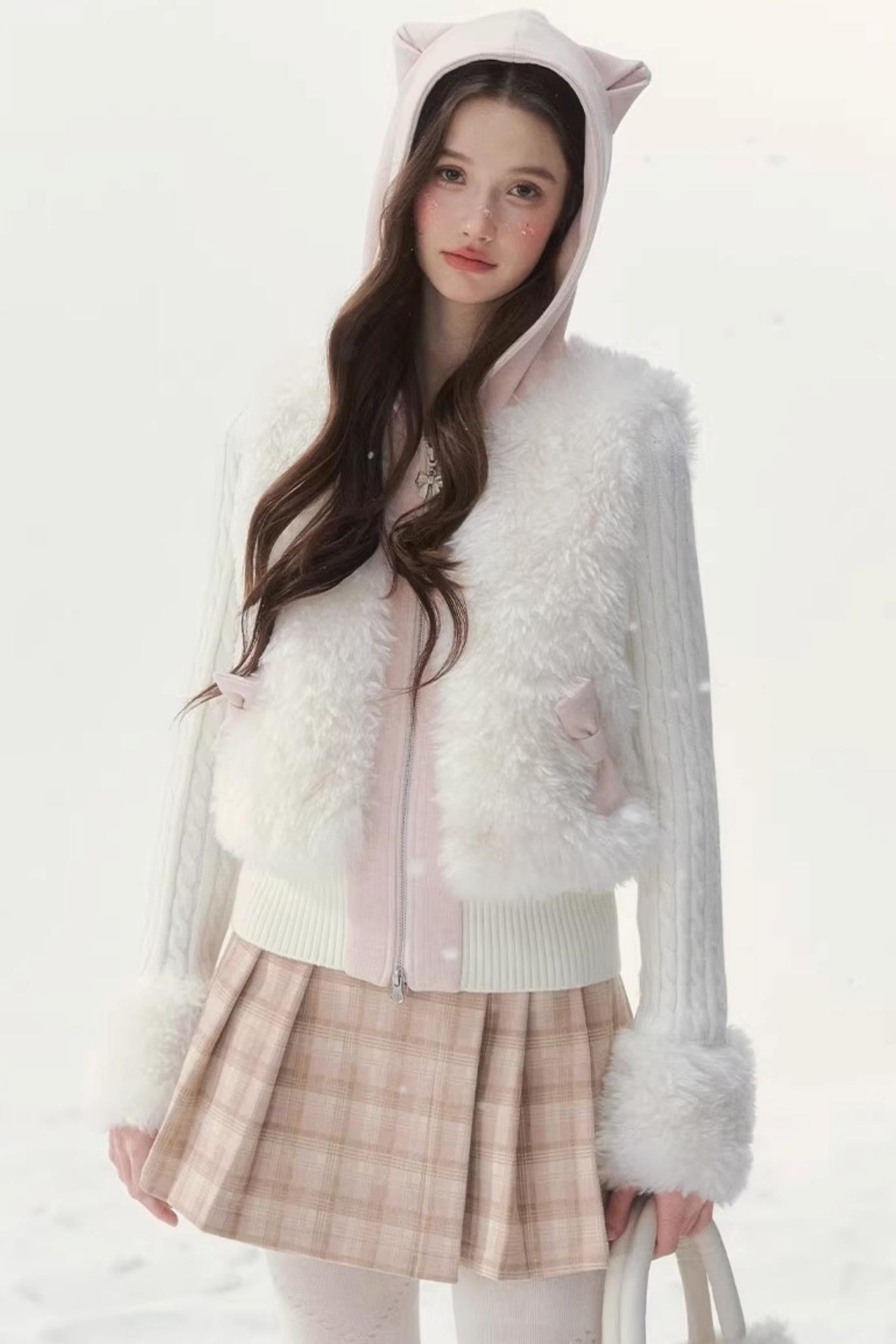 Eco-Friendly Fur Patchwork Jacket