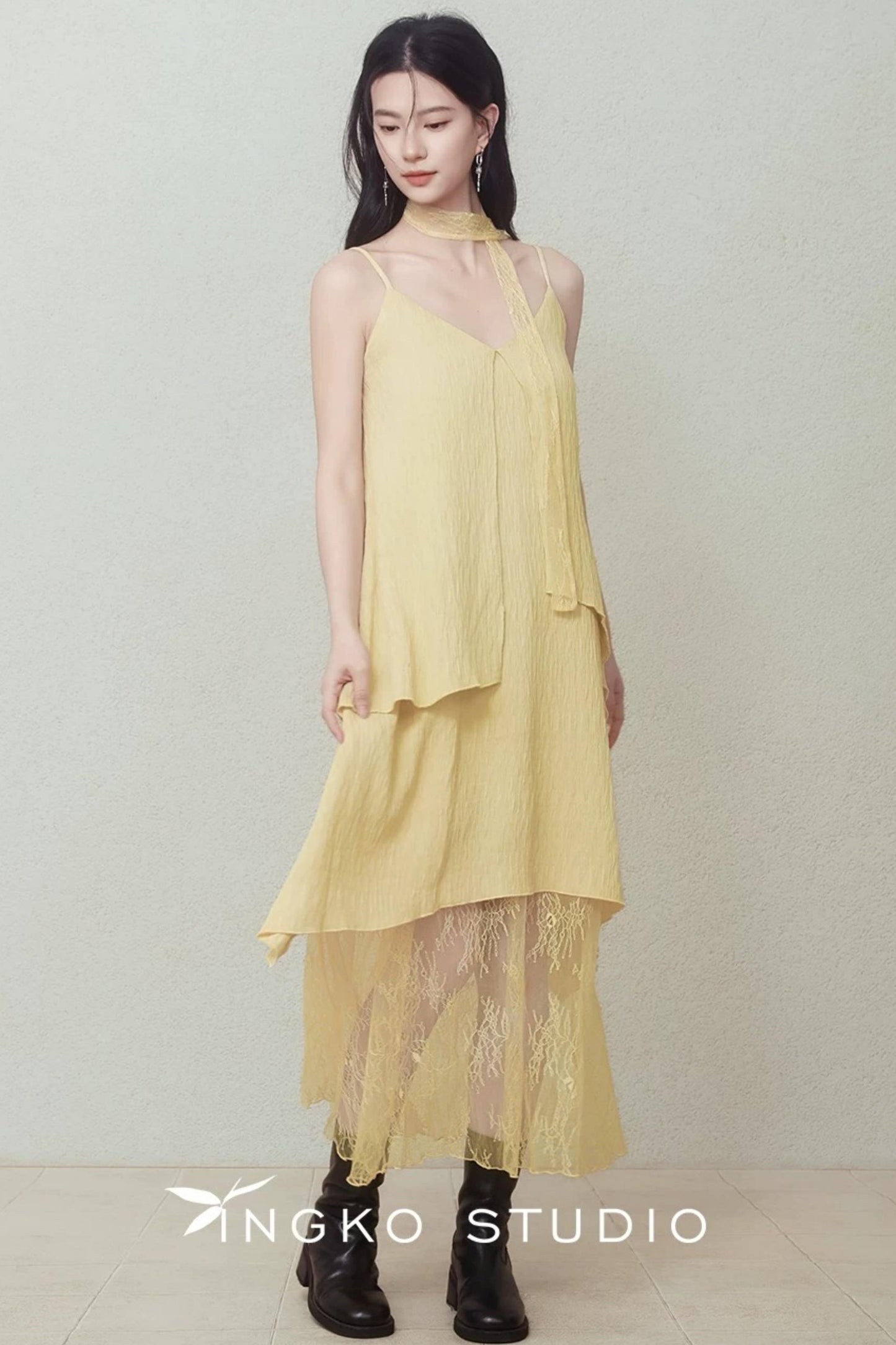 Yellow Patchwork Slip Dress