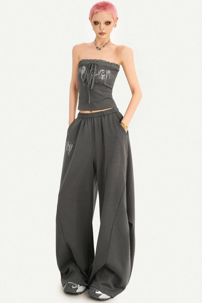 Retro-graue Hose mit weitem Bein