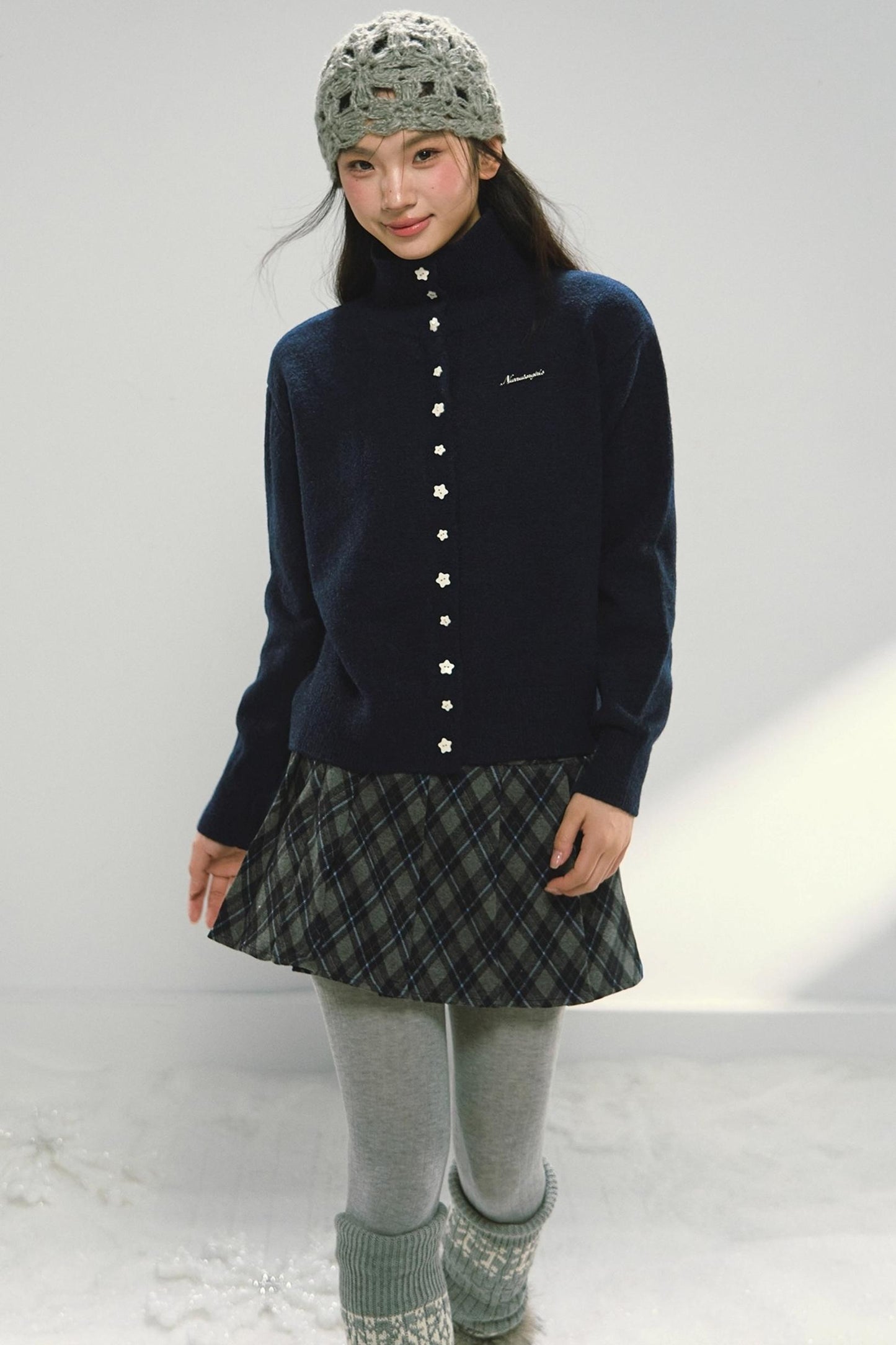 Navy Star Turtleneck Cardigan Set-Up