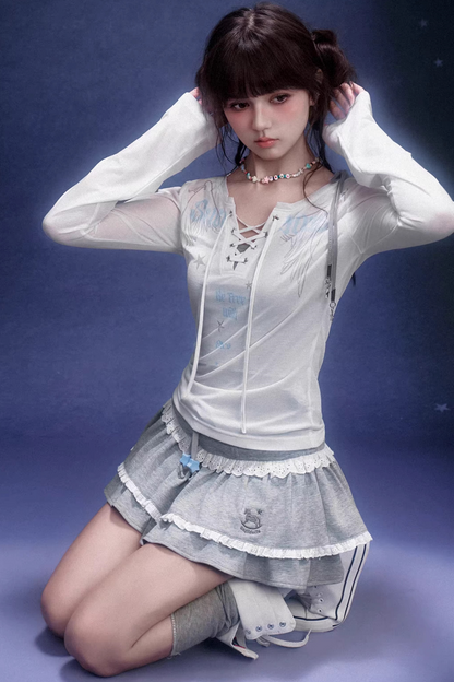 Grey Cake Pants Skirt