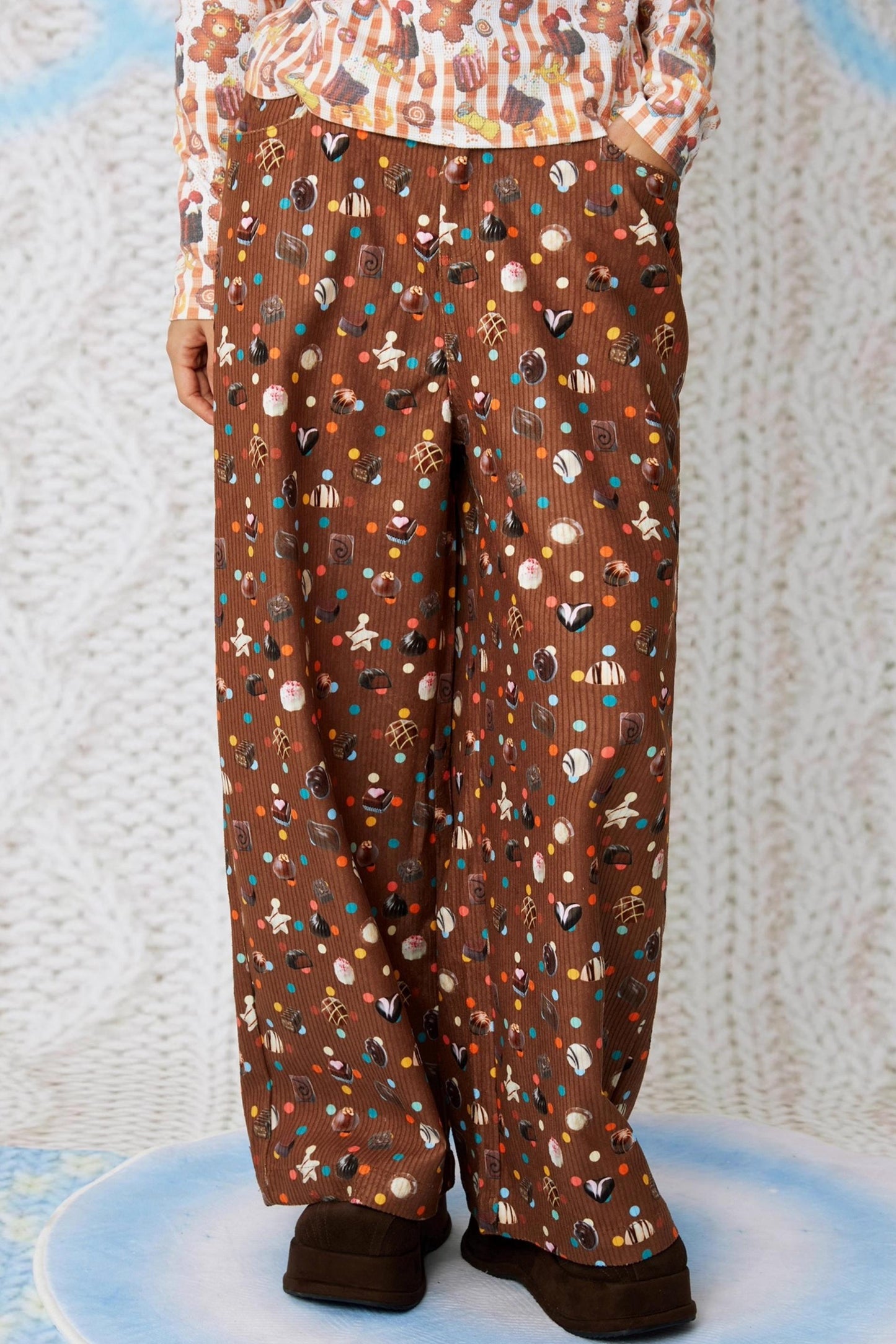 Candy Print Corduroy Pants
