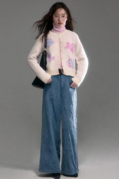 Color-Blocked Wool Blend Cardigan