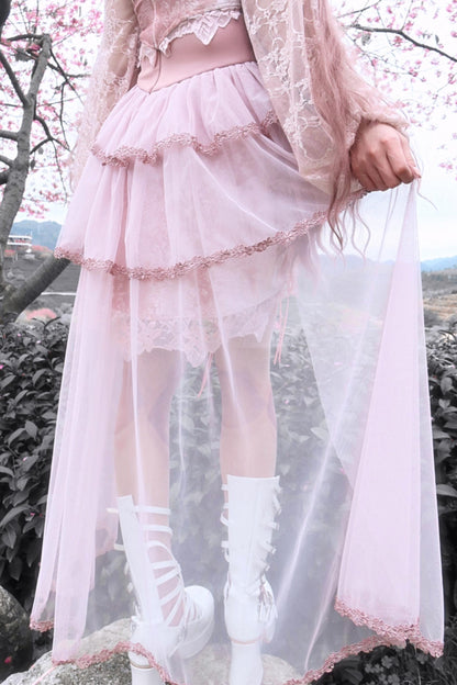 Gothic Embossed Pink Court Skirt