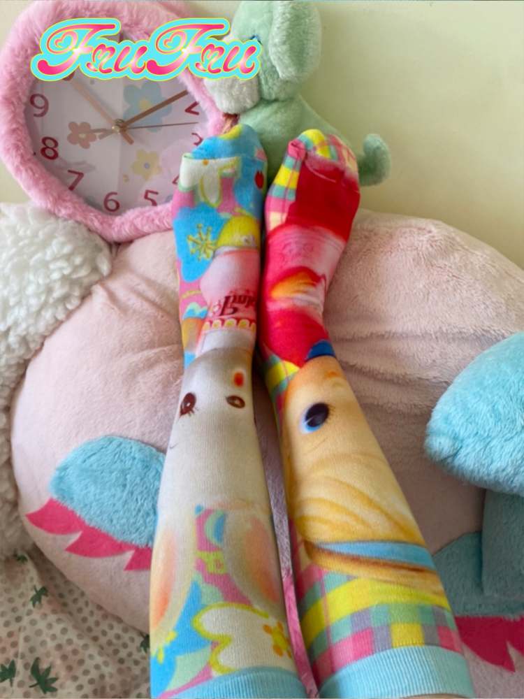 Cartoon Cute Toy Asymmetrical Mid Lady Socks