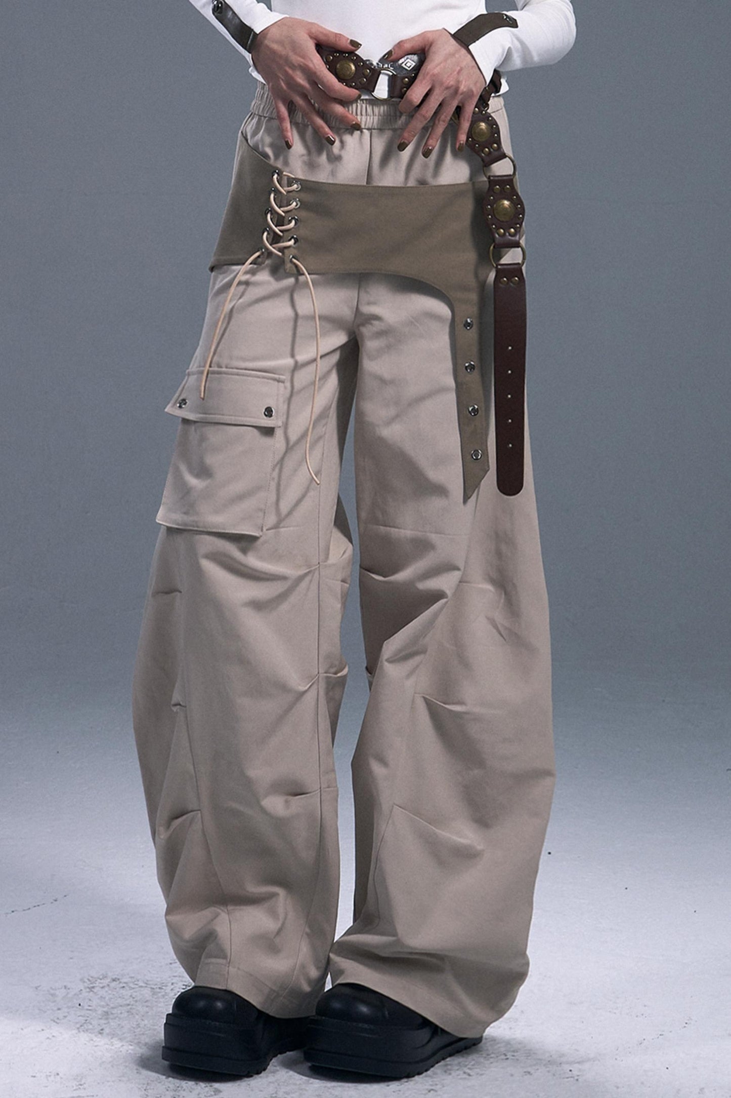 Vintage Lace-Up Cargo Pants