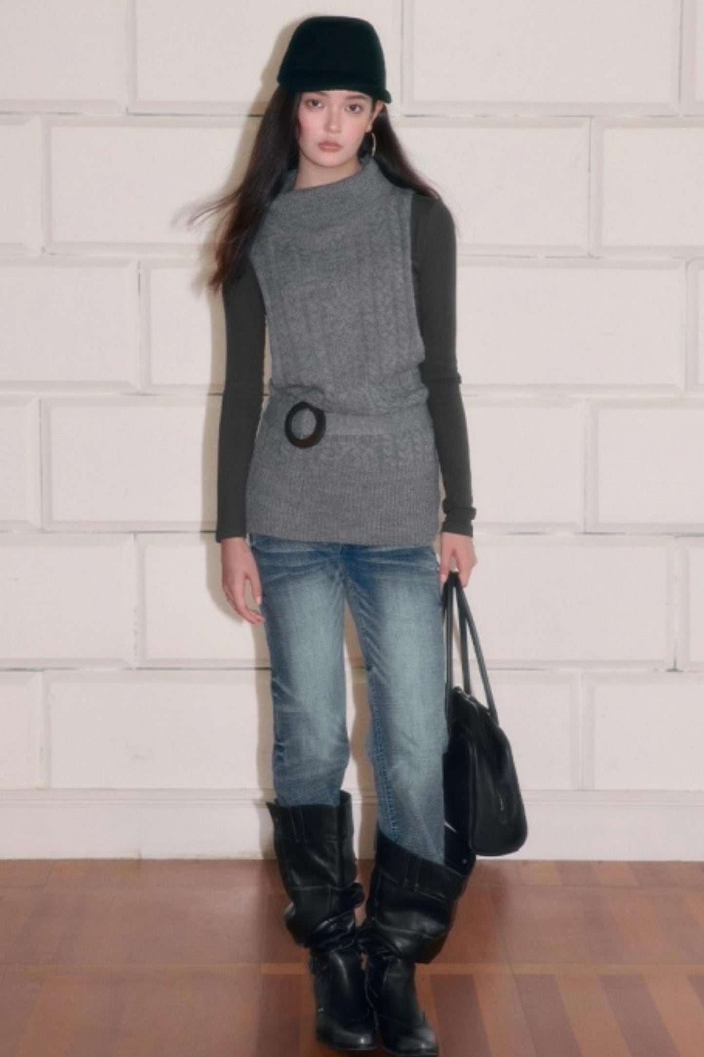 Turtleneck Sleeveless Sweater Vest