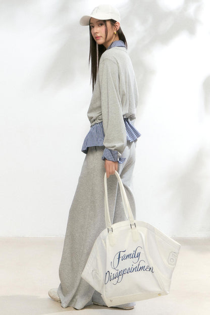 Plaid Polo Sweatshirt Set-Up