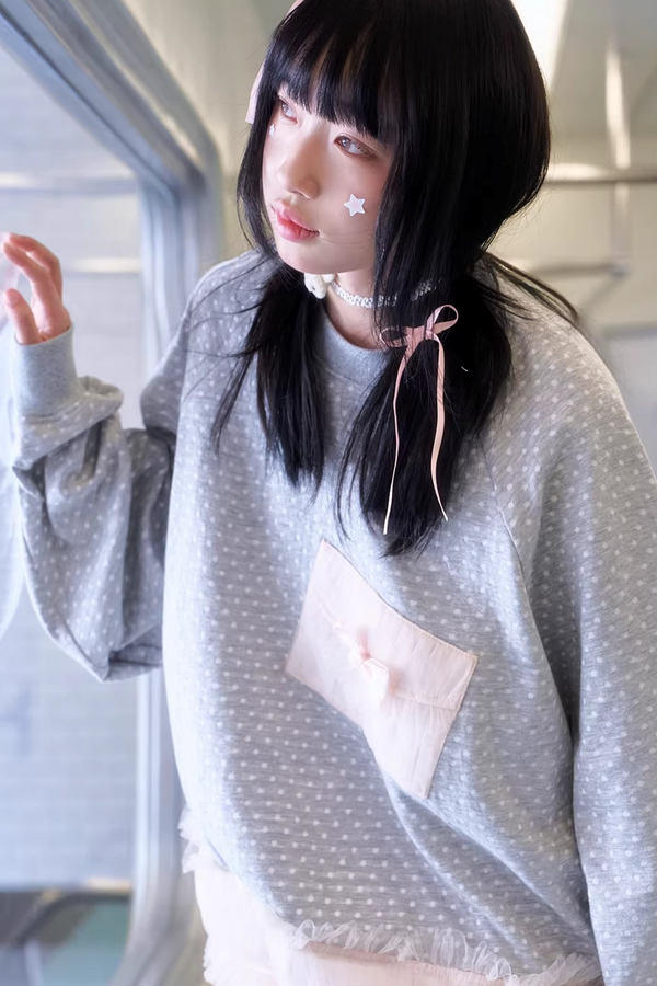 Polka Dot Lace Sweatshirt