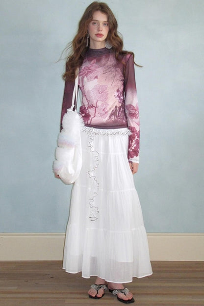 Neoclassical Vintage Turtleneck Mesh T-shirt