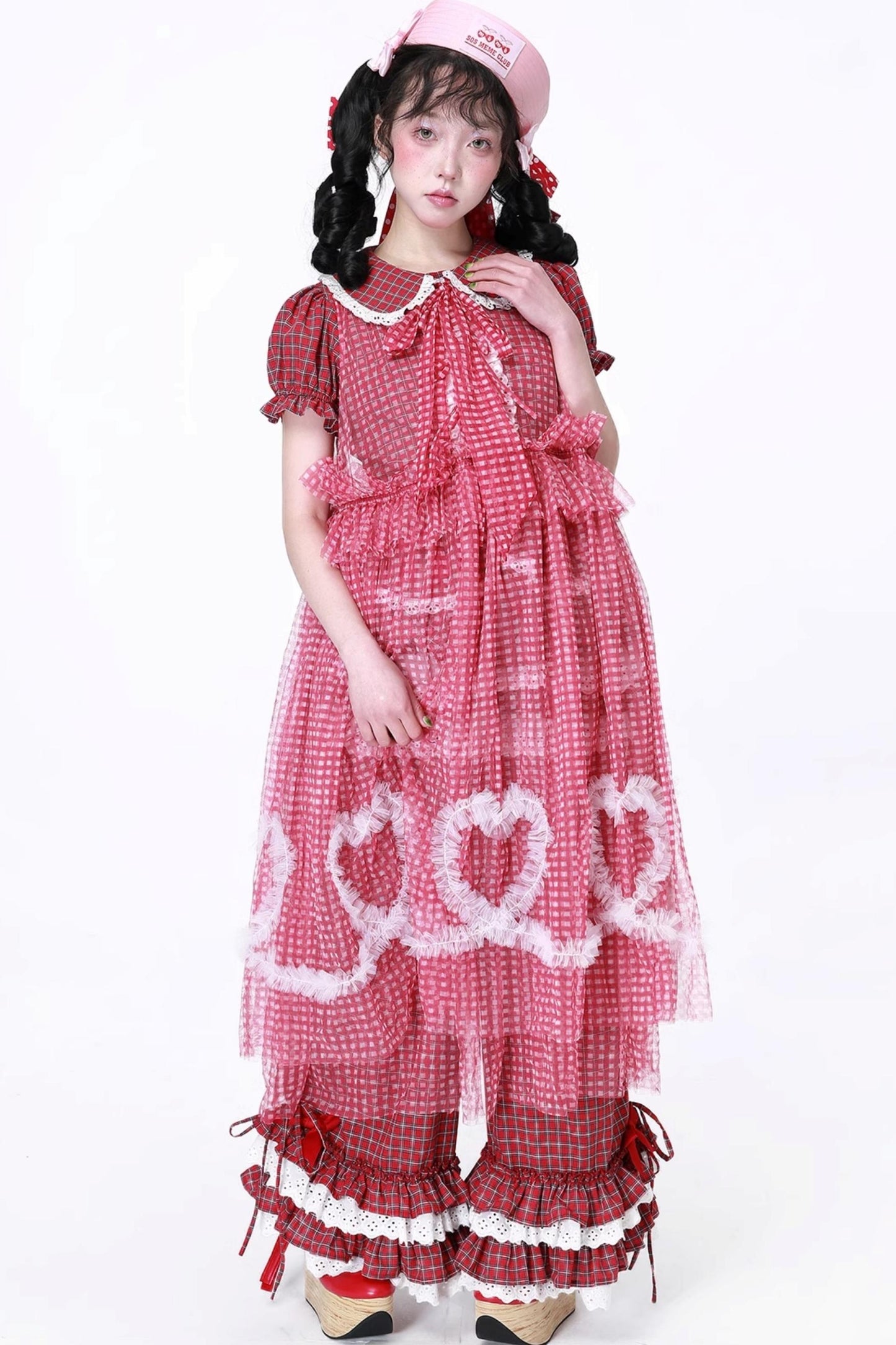 Retro Plaid Mesh Dress