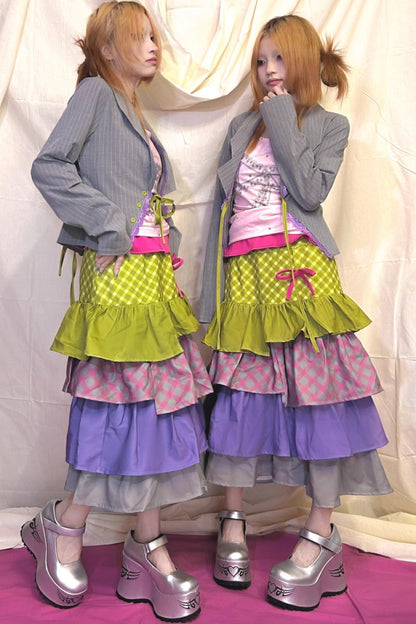 Original Striped Lace Gray Strappy Jacket