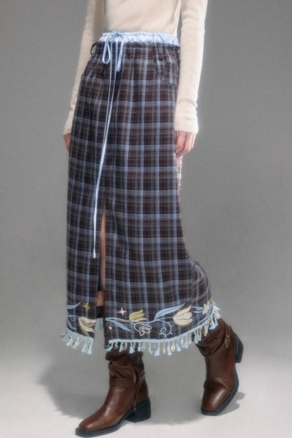 Floral Vintage Front Slit Skirt