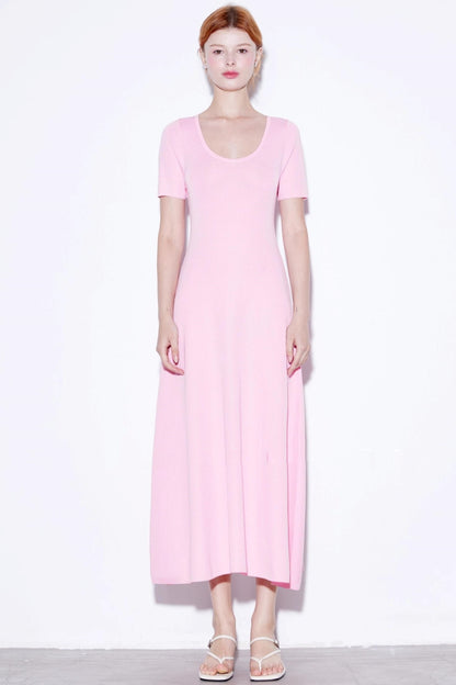 Silk U-neck Knit Dress