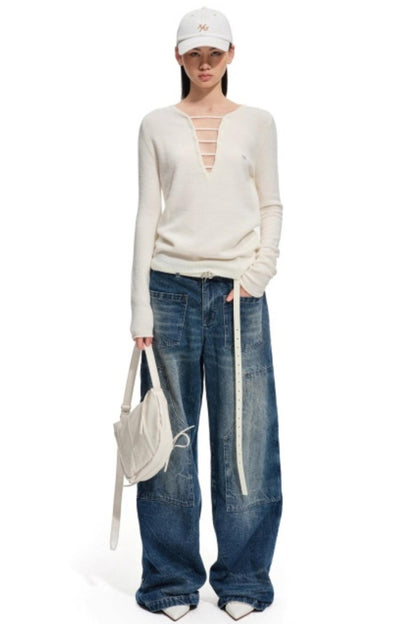 Alpaca Wool V-Neck Sweater