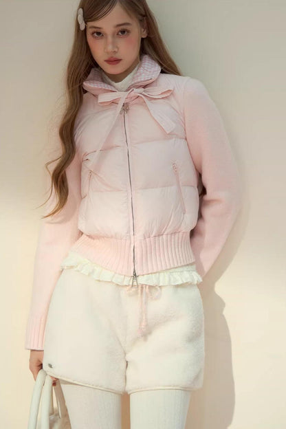 Pink Cloud Knitted Patchwork Jacket
