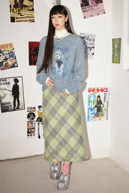 Retro A-Line Plaid Skirt