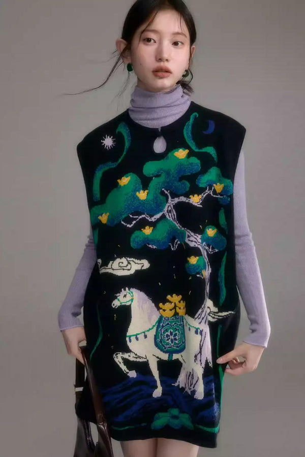 Chinese-Style Knitted Dress Set-Up