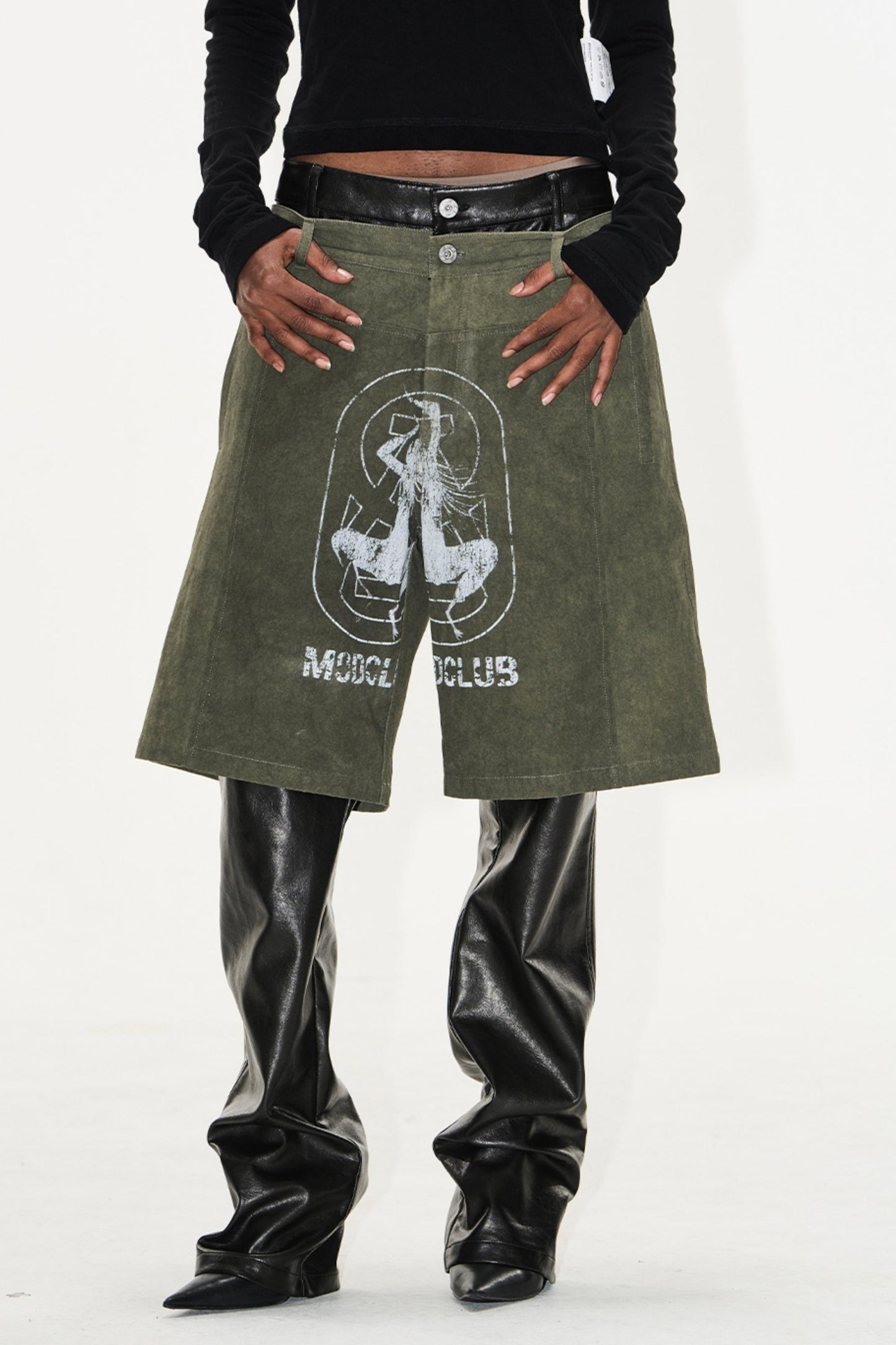 Patchwork Leather Shorts