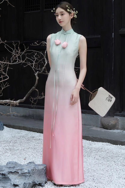 Romantic Floral Cheongsam Dress