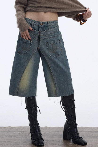 Distressed Denim Shorts