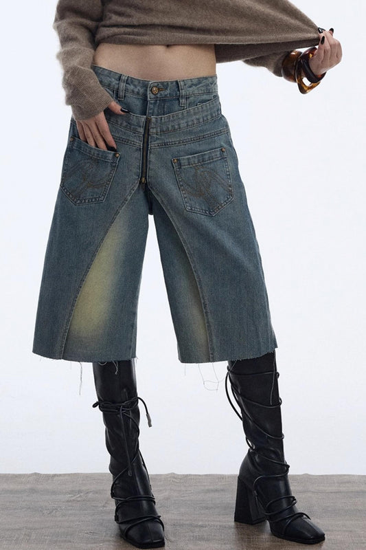 Distressed Denim Shorts