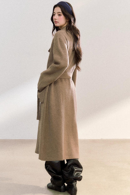 Elegant Knitted Double-Breasted Coat