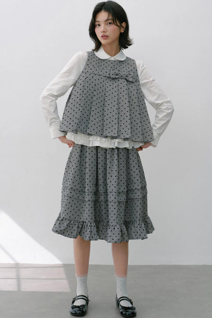 Plaid Flower Puffy Skirt Set-Up
