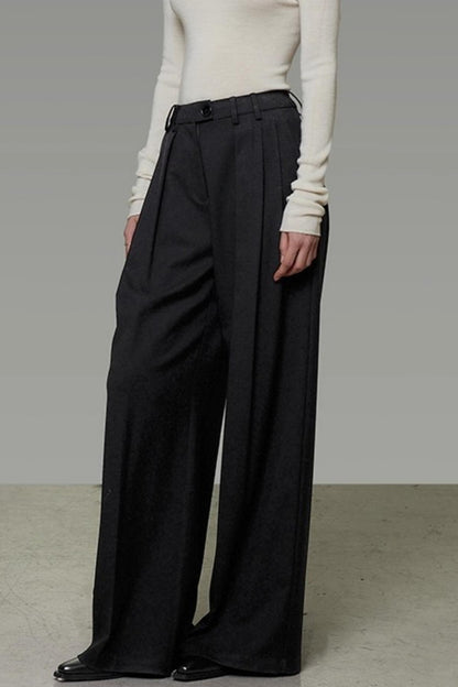 Classic Pleated Wide-Leg Pants