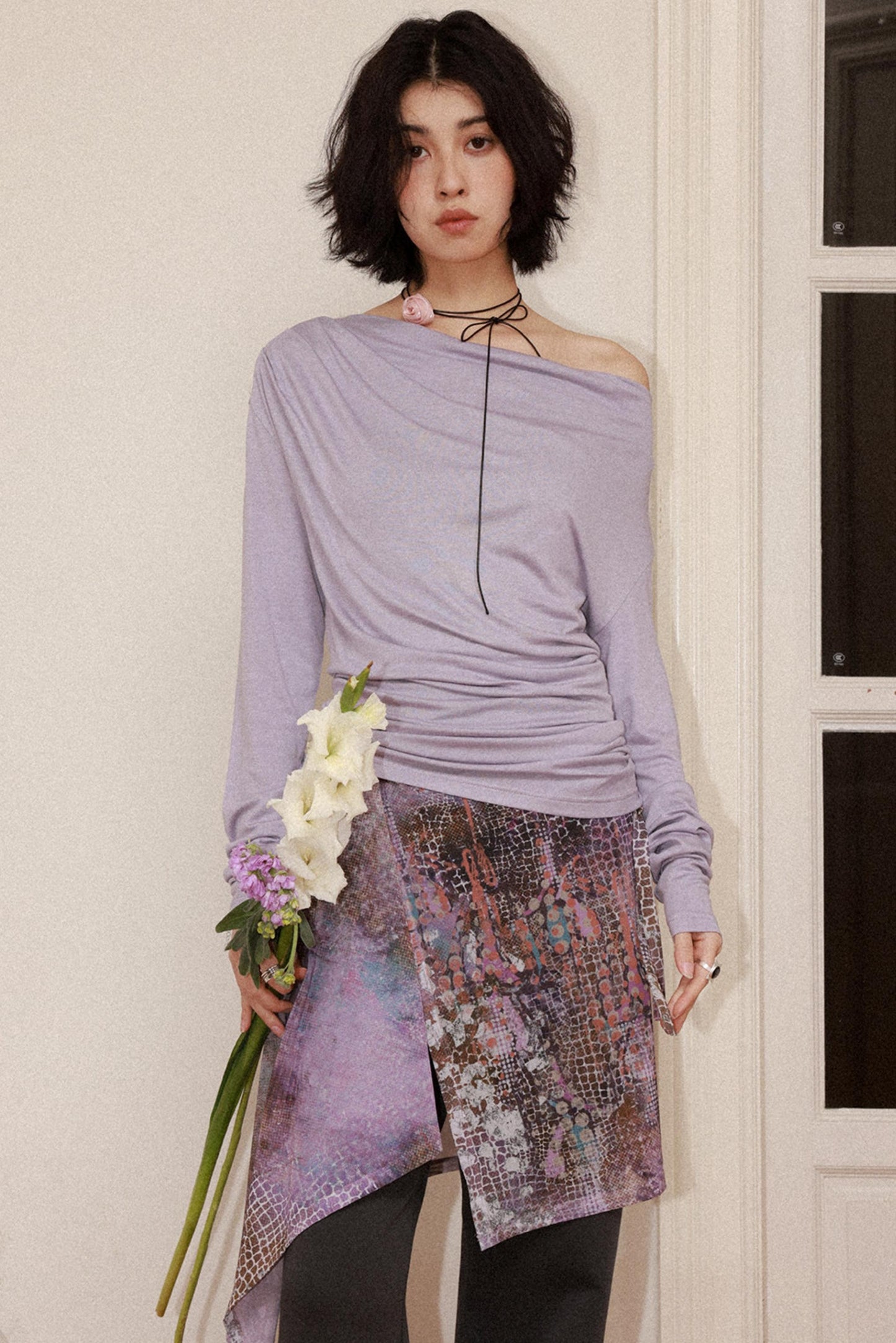 Modal Wool Off-Shoulder Knit Top