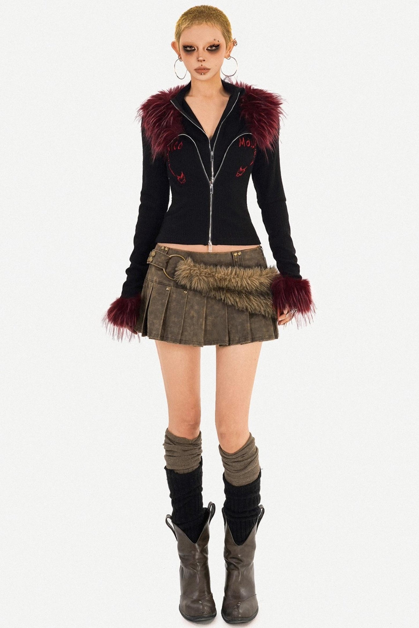 Flame Fur Collar Cardigan