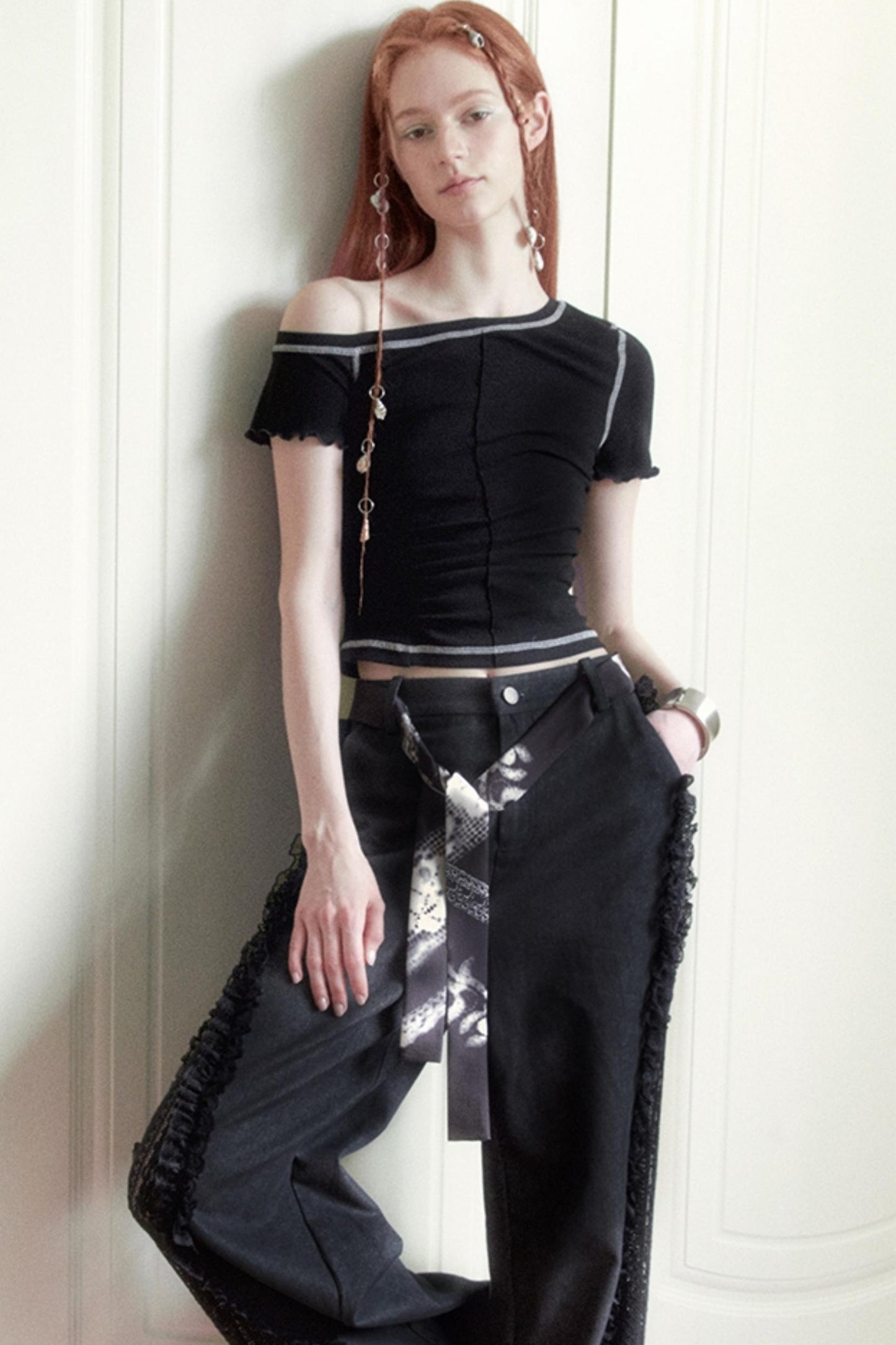 Black White Silk Tie