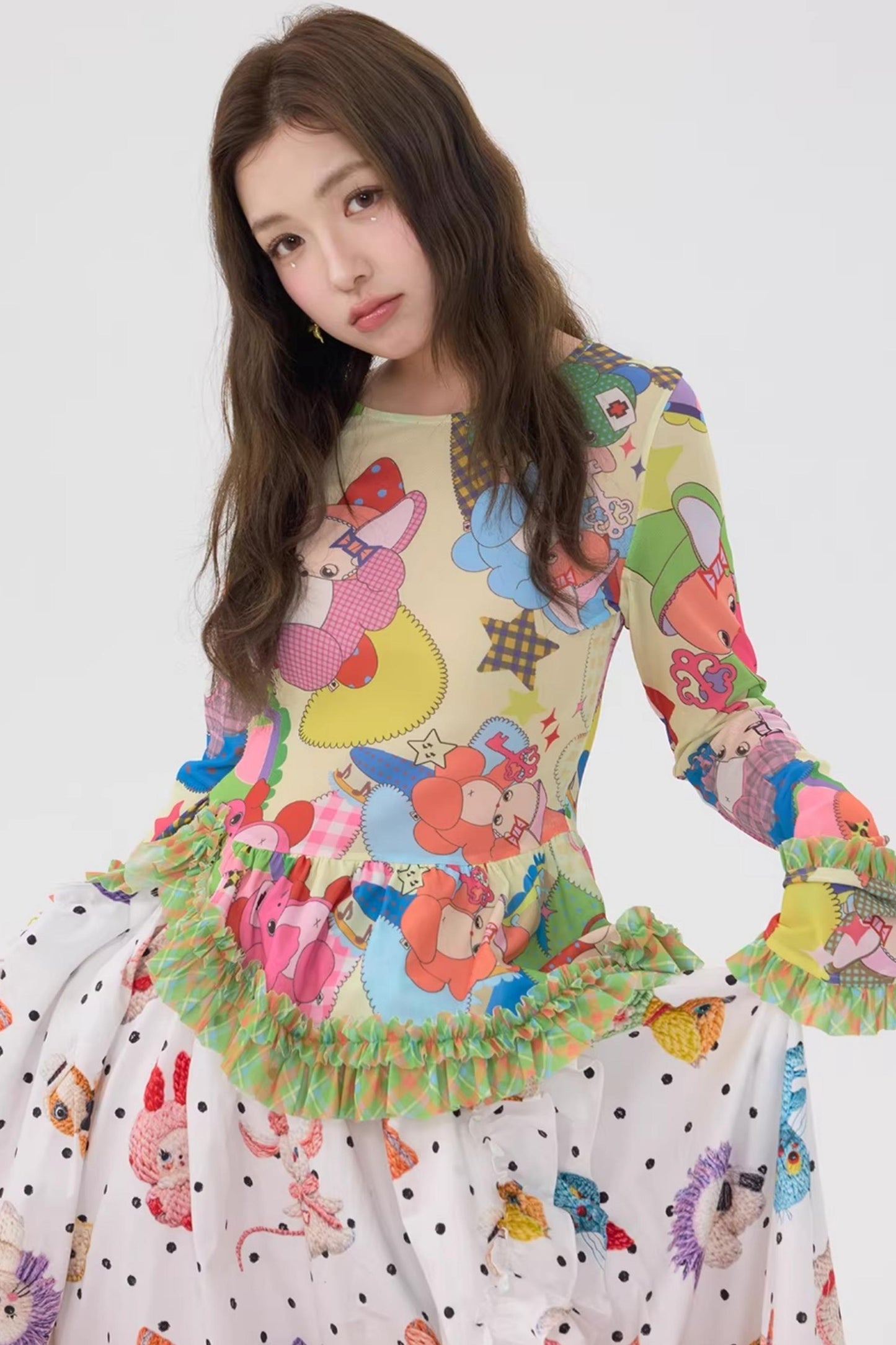 Two-Tone Lace Trim Top