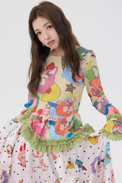 Two-Tone Lace Trim Top