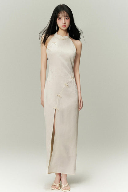 High-Slit Vintage Chinese Dress