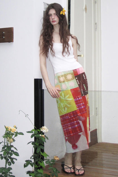 Sunset Tide Line Pleated Skirt