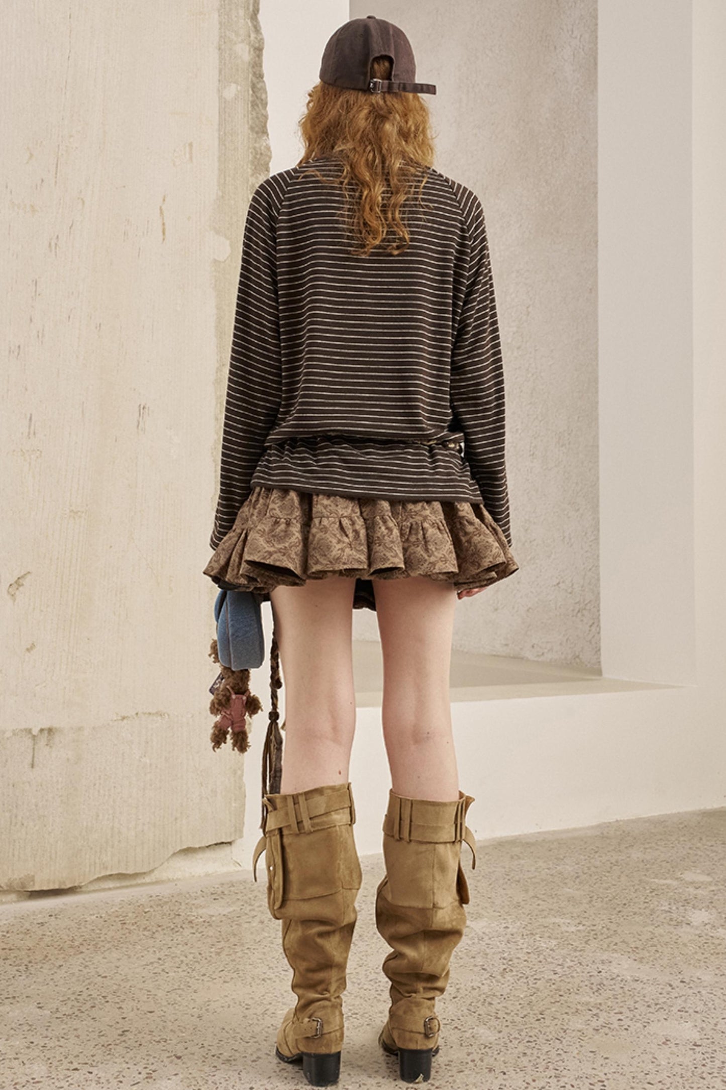 Bear Print Striped Long Sleeve T-Shirt