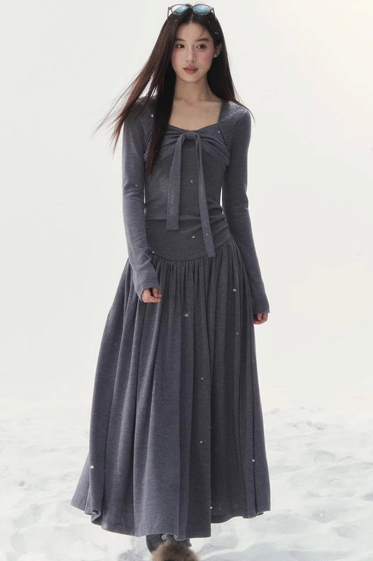 Gray Vintage Knitted Dress