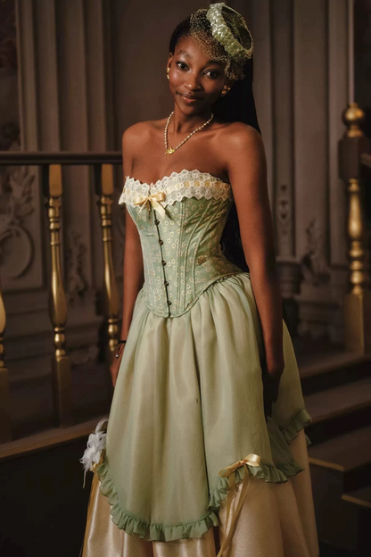 Green Lace Corset Skirt Set-Up