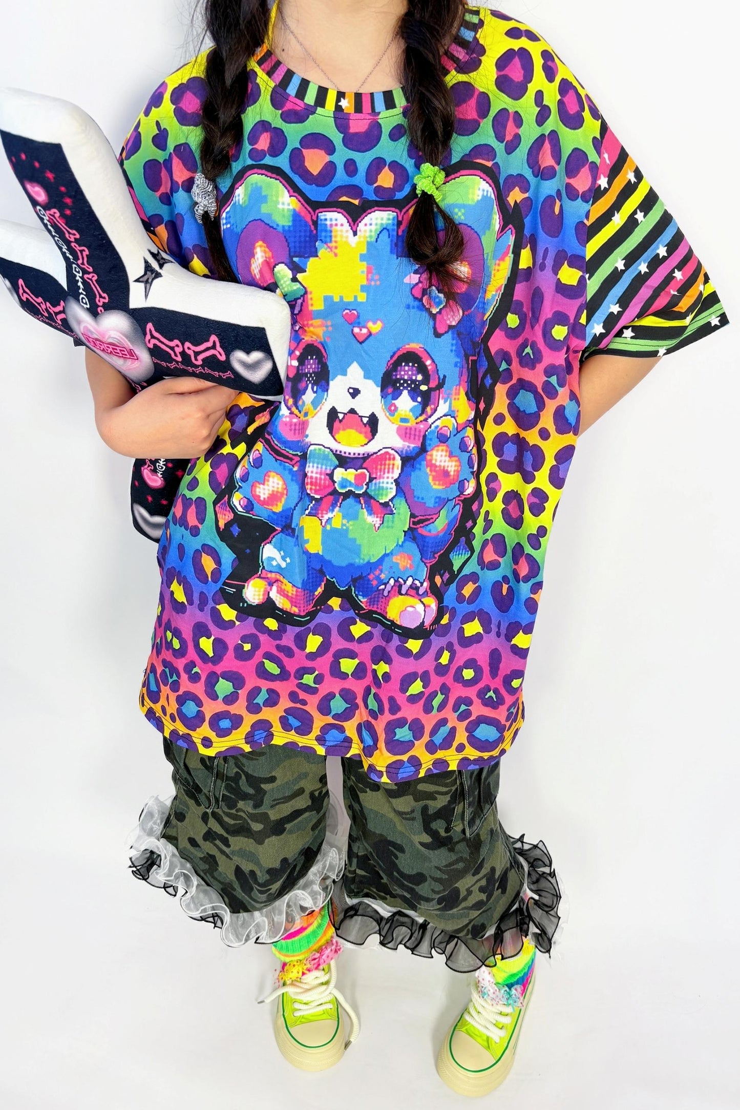 Rainbow Color Cotton Loose T-shirt