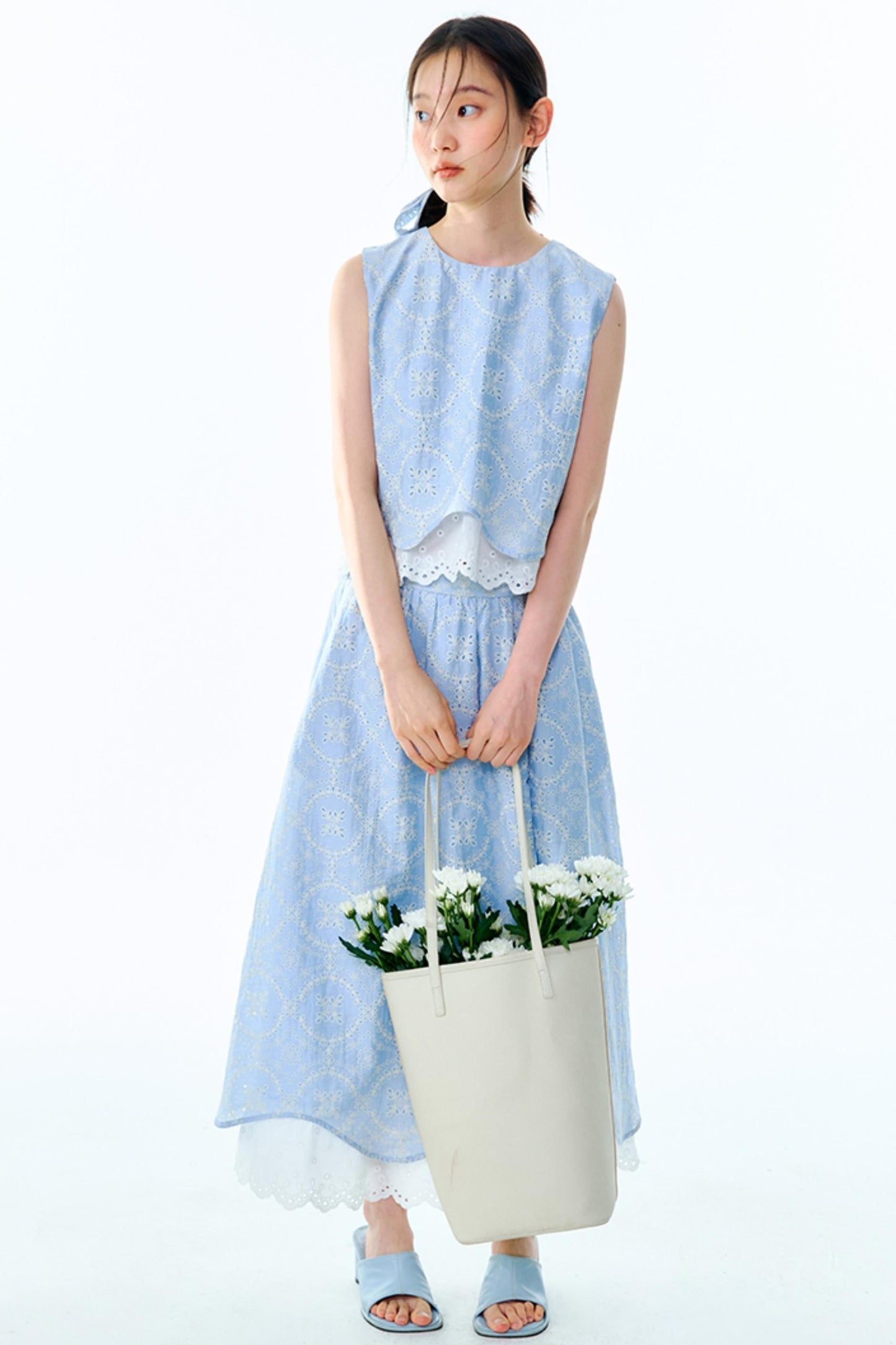 Linen Blend Top & Skirt Set-Up