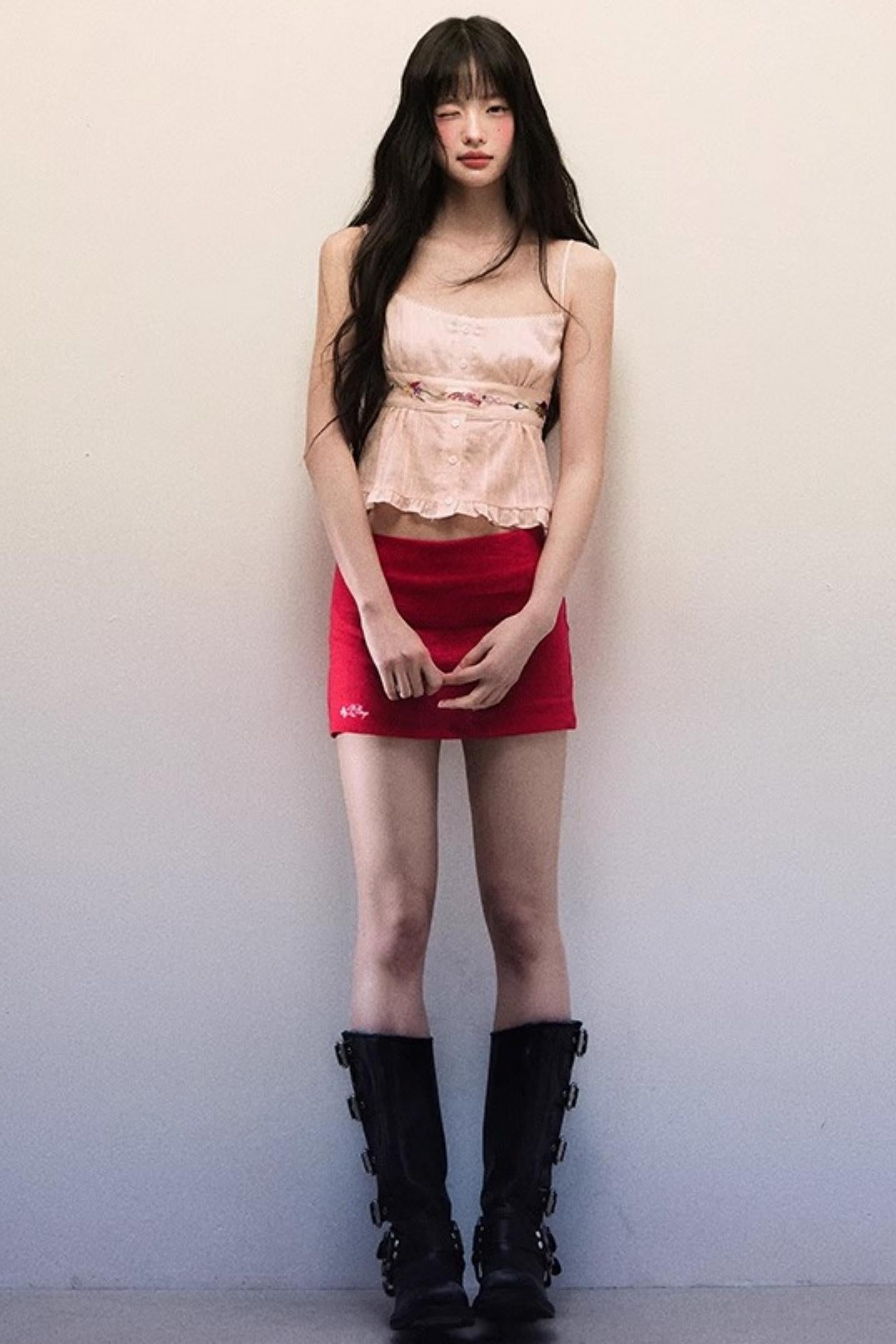 Summer Chic Pink Linen Blend Mini Skirt