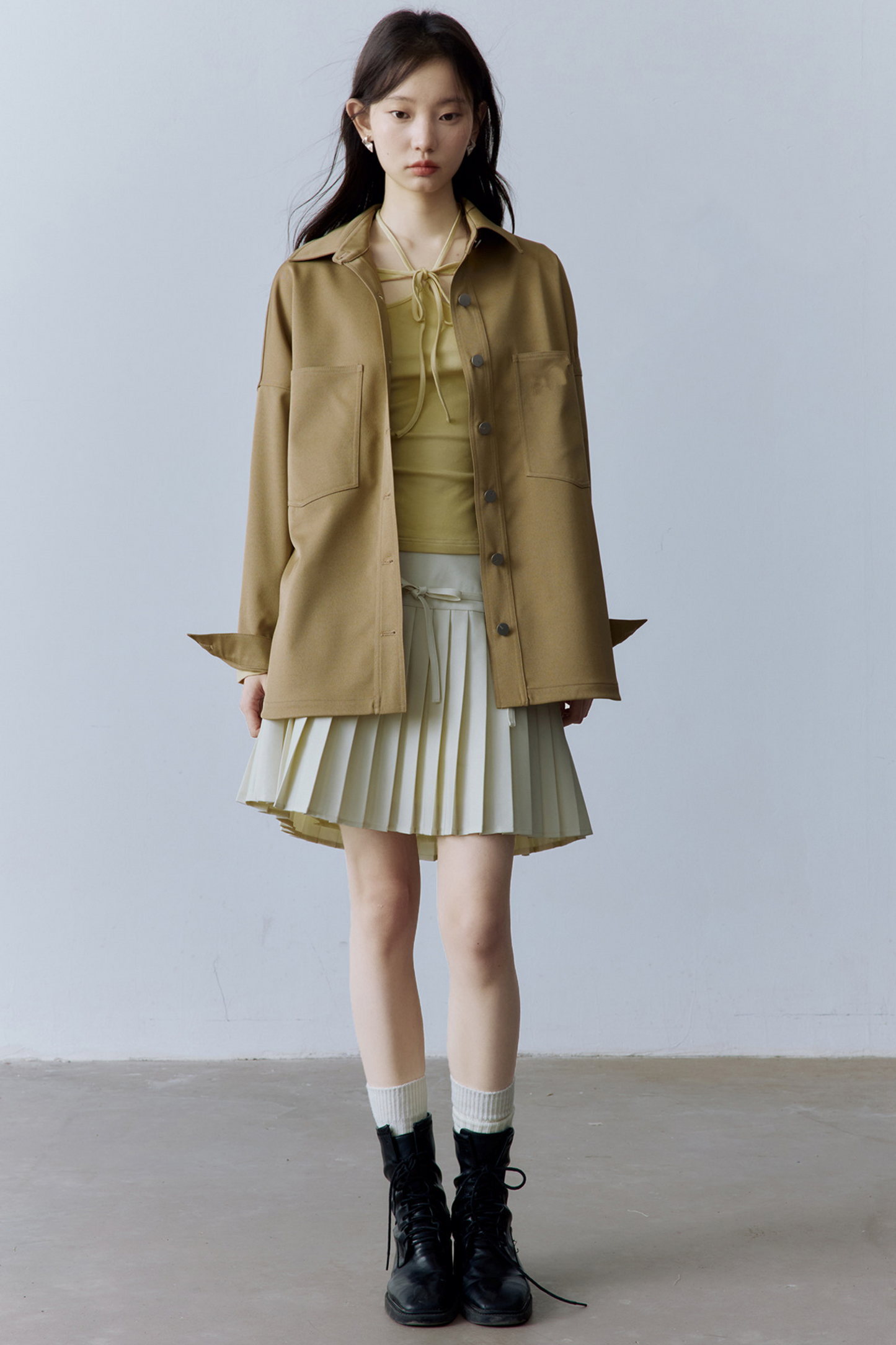 Acetate Wool Toggle Shirt Jacket