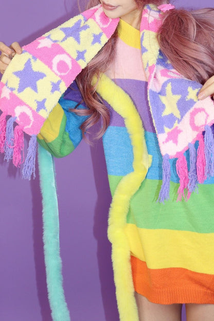 Star Patchwork Knit Scarf