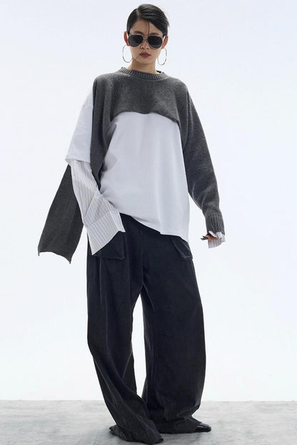 White Striped Crew Neck T-Shirt